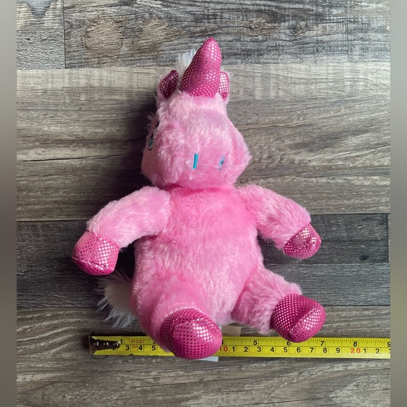 Pink Sparkling Unicorn Sewn Eyes Plush Soft Toy Cuddly - Picture 6 of 7